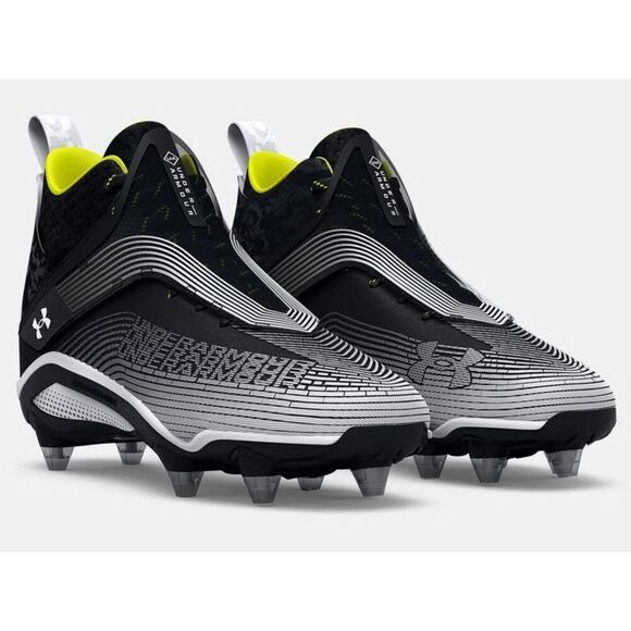 Under Armour Men's Size 13 Highlight Hammer MC Football Cleats Black Neon Yellow - Picture 1 of 14